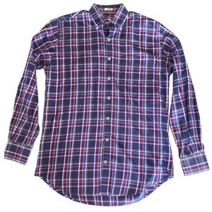 Peter Millar Mens Medium Plaid Button Down Shirt 100% Cotton Long Sleeve